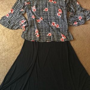 Bundle LuLaRoe Maxi Skirt size 2xl black with top